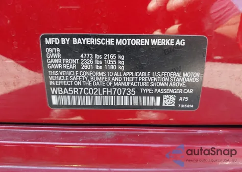 2020 BMW 330I xDrive из США, поврежденный, VIN WBA5R7C02LFH70735